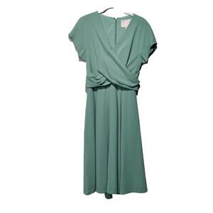 Gal Meets Glam Women's Sz 6 Seraphina Green Wrap Front Dress V Neck Bridesmaid